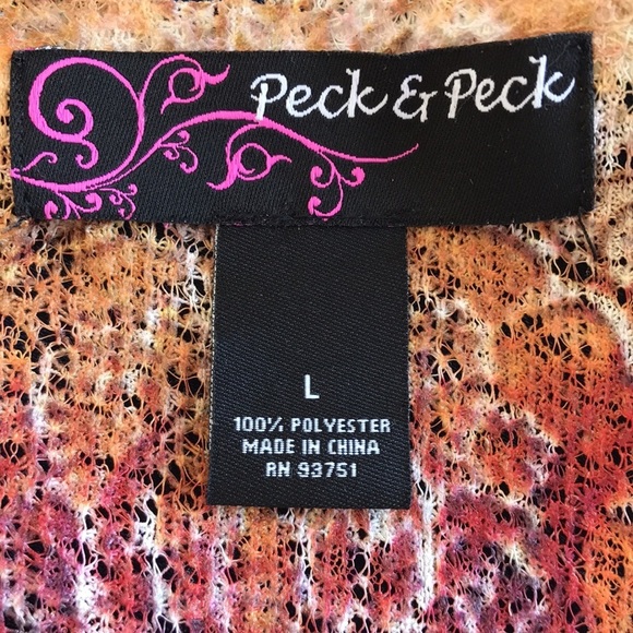 Peck & Peck lightweight yellow, orange, and white 3/4-sleeve stretchy tunic, L - Picture 6 of 6